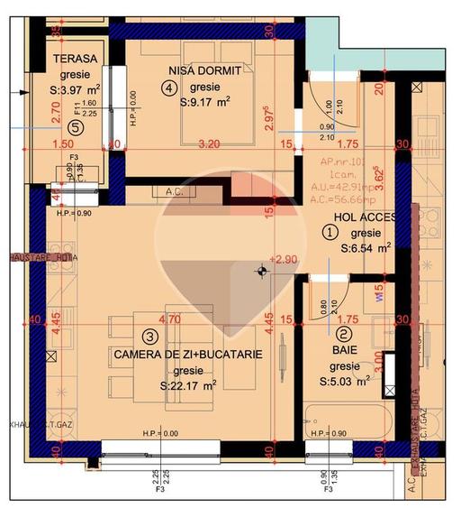Apartament 2 camere  43 MP + TERASĂ  71.125 €