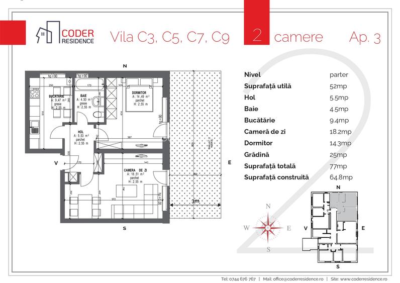 Apartament 2 camere cu gradină 25 m2 Coder Residence 3 - 1