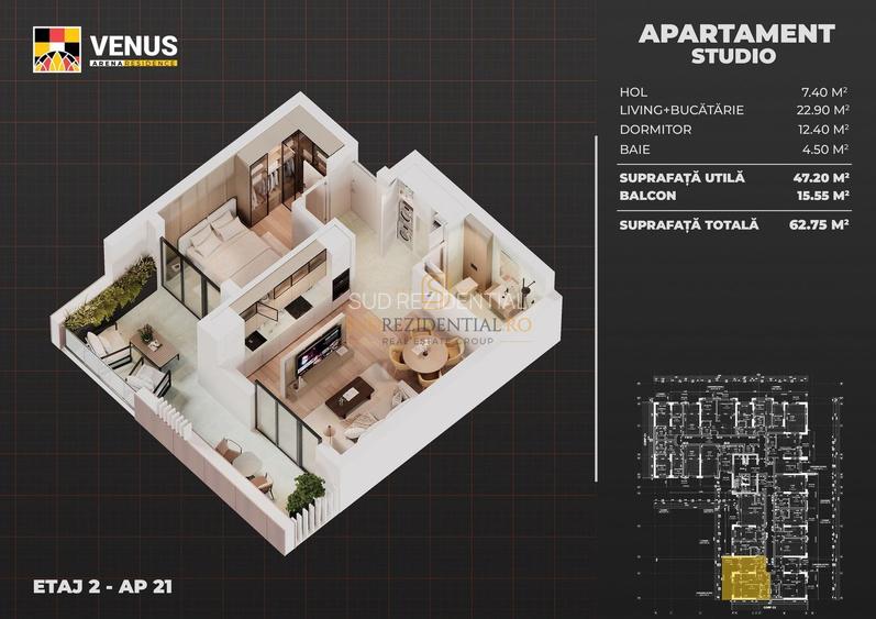Aparatorii Patriei - Apartament modern cu 2 camere, balcon 15.5 mp - 1