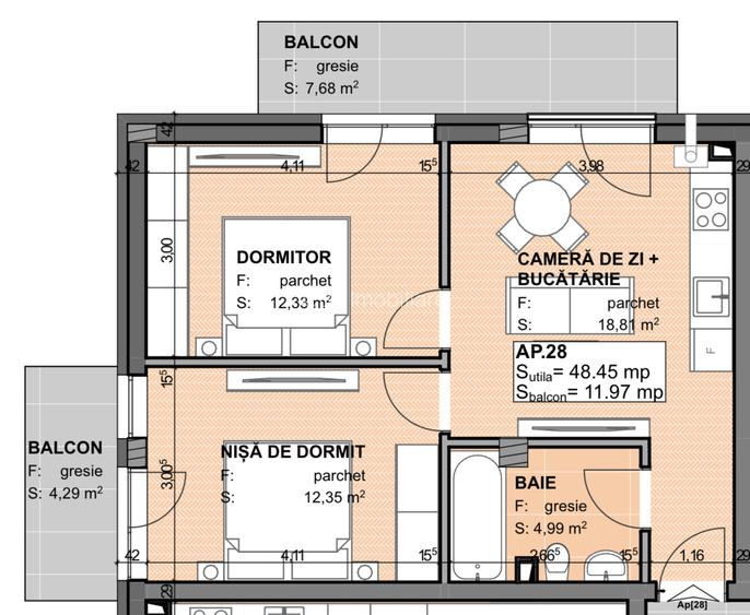 Exclusivitate! Com0%! Apartament 3 camere la semifinisat in Apahida Estimo Park - 4