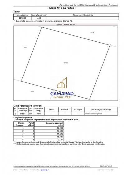 Teren de vânzare 2 loturi de 400 mp - 800 mp total - Schitu (Costinești)