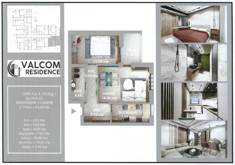 Valcom Residence Bartolomeu, 2 camere, terasa 5.44, Comision 0%