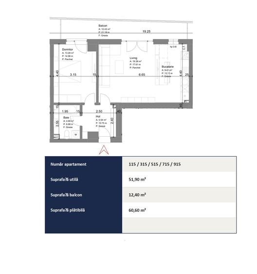 Apartament 2 camere • 64,30 mp total • Geamuri panoramice • Alexandru cel Bun