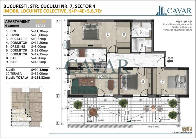 Proiect Cavar Residence 4 Camere 133 mp Terasa 39 mp - 2