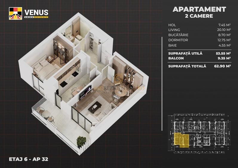 Apartament decomandat cu 2 camere si balcon, Metrou Aparatorii Patriei