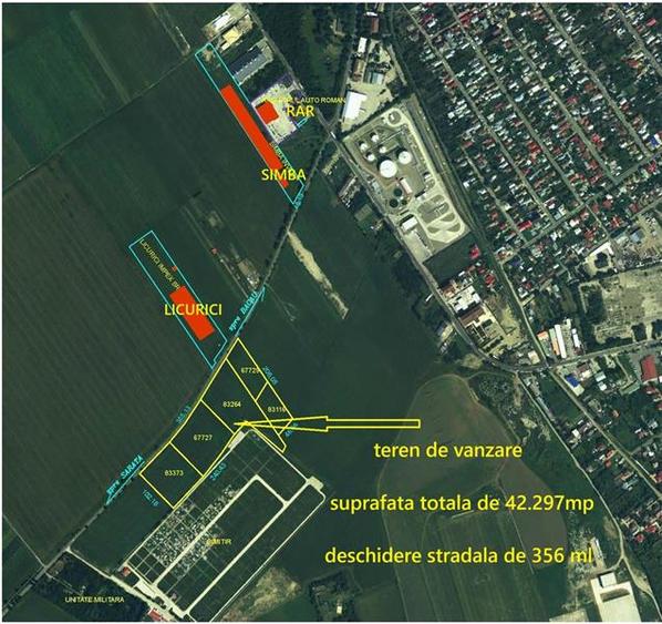 Teren intravilan 43.000 mp - deschidere 356 ml - Exclusiv PROHOUSE