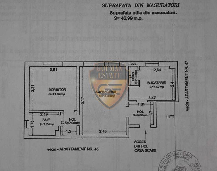 2 camere Tomis II Mircea cel Batran Spitalul Județean 48mp etaj 1 centrala gaz