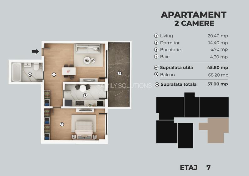 Cartierul nou Metalurgiei - 2 camere finalizat terasa 22mp - 3