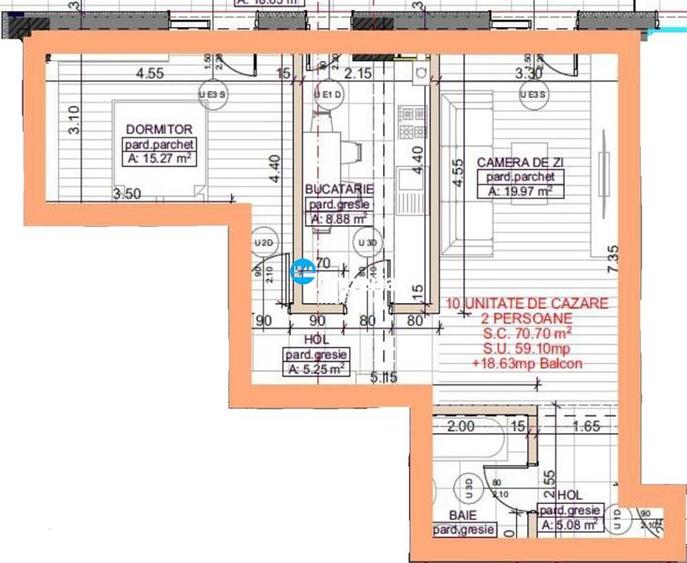 Apartament 2 camere decomandat | Moara de Vant – Brizo | 77.73 mp |