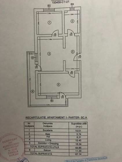 Moara de Vant-Bloc nou-Apartament 2 camere, intabulat, mobilat si utilat
