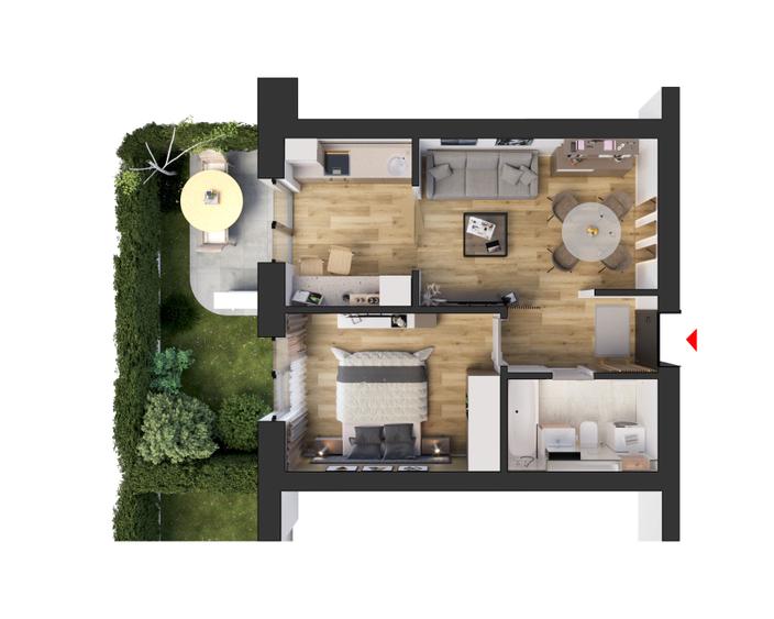Studio dublu cu grădină | Tip 2A | HILS Sunrise | Pre-certificare GREEN Homes