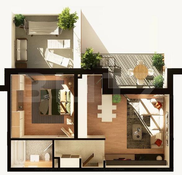 Apartament 2 camere, 56 mp, terasa 27 mp, constructie noua, zona Dunarii