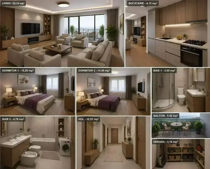 Apartament 3 camere 85,49mp | Bloc nou | zona 13 Septembrie I