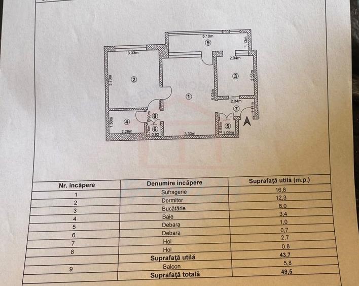Apartament 2 camere de vânzare – Țiglina 2, Galați, Etaj 1, 64.999 €