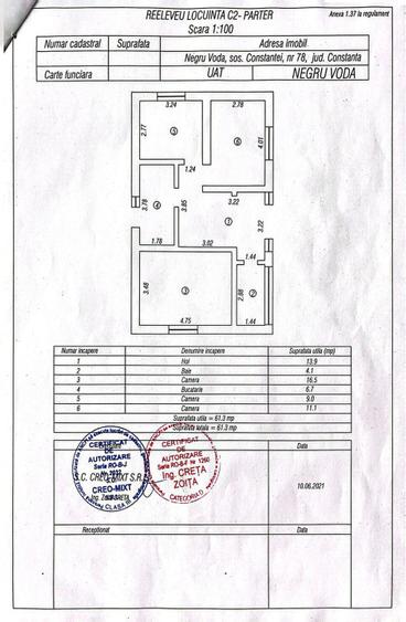 Vand casa 3 camere (61mp utili) cu teren (896mp), Oras Negru Voda, Jud Constanta