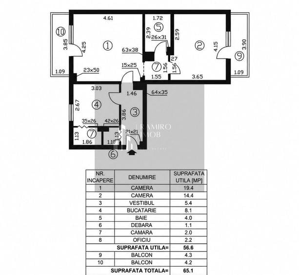 Apartament 2 camere | Baicului – Doamna Ghica | 65 mp | Etaj 1 | 1986