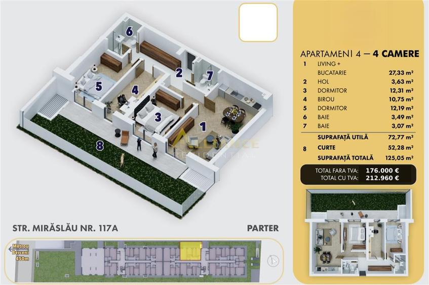 4 camere cu gradina la 5 minute de metrou Berceni | Bloc Nou