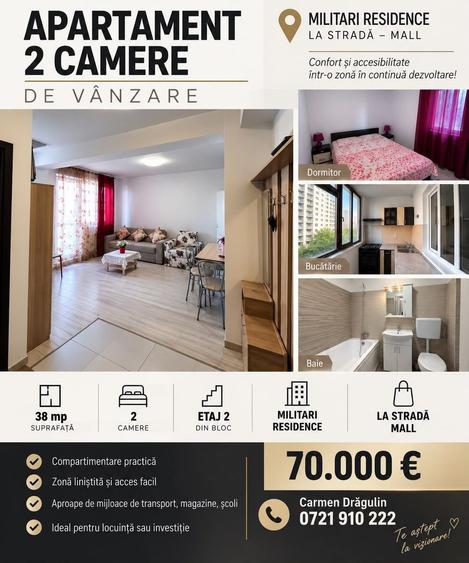 Apartament 2 camere -Militari Residence -La Strada Mall