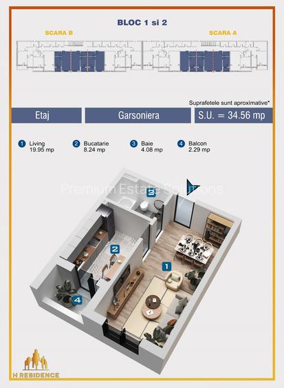GARSONIERA MODERNA IN BLOC NOU - 35 MP - COMISION 0% - TVA INCLUS - 3