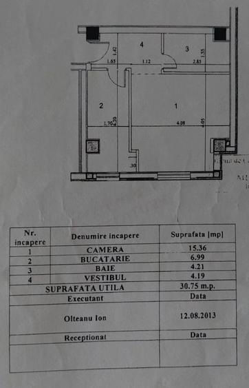 Vanzare garsonieră 30,7 mp, centrală proprie, bloc 2013, metrou M3