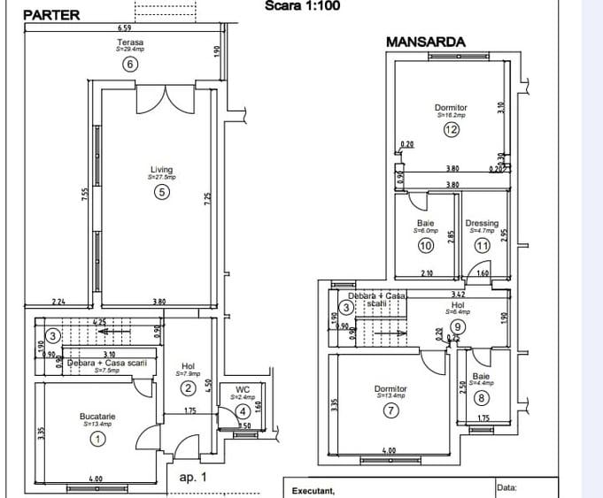 Duplex spatios - 3 camere - 110 mp utili - Mosnita