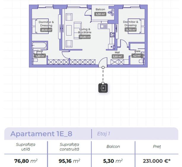Apartament premium 3 camere de vanzare | Cambridge School | Jolie Ville Galleria