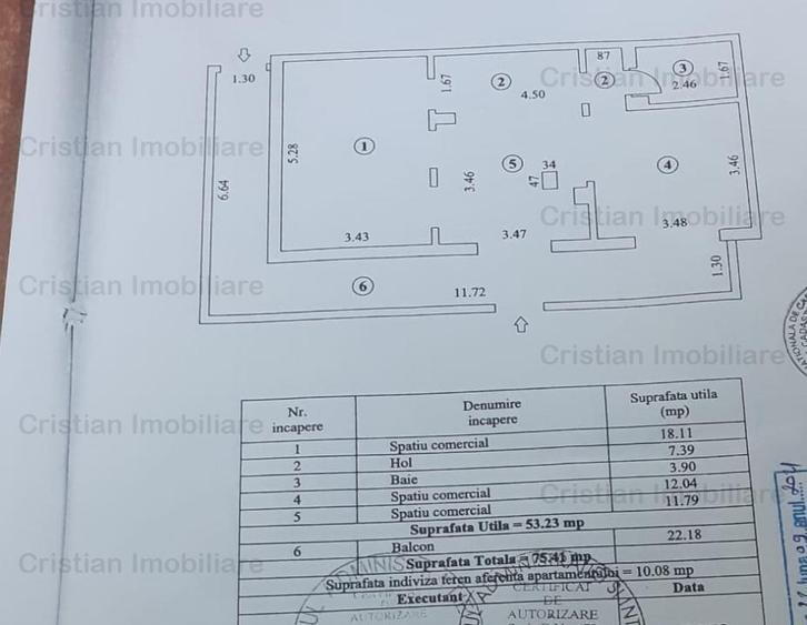 Apartament pretabil Spatiu comercial PE COLT 3 cam confort 1 Decomandat
