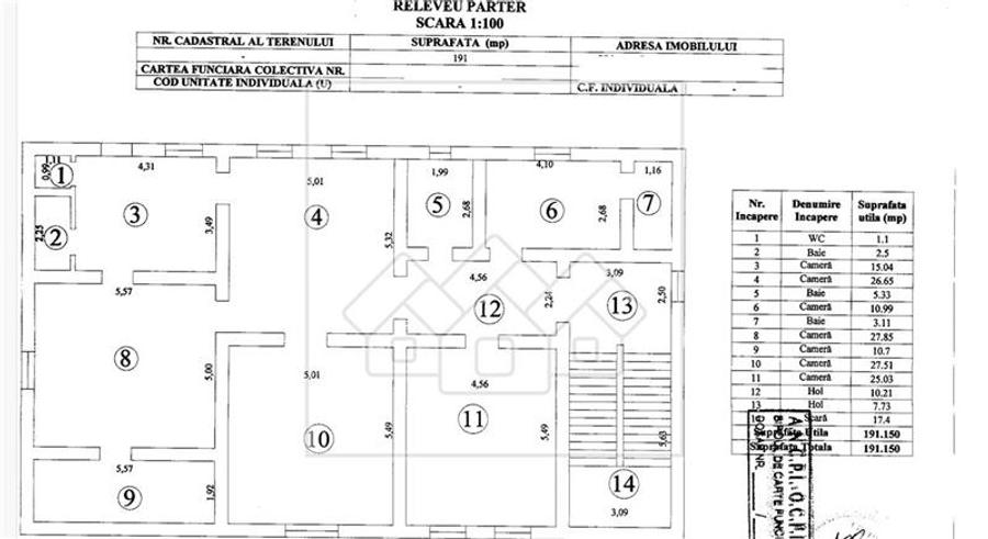 Vila cu 14 camere - teren 5262 mp, 901 mp utili - zona Centrala Sibiu