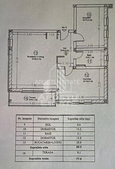 Apartament cu 3 camere mobilat, 70 mp utili, in Giroc la etajul 2. - 1