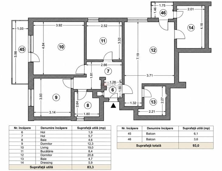 3 Camere | 93 mp | 2 băi | Centrală | Bloc 2024 | Aleea Argeșana