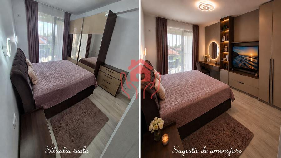 SISESTI-2 camere mobilate, 2 bai, terasa cu vedere lac, bloc boutique, parcare!