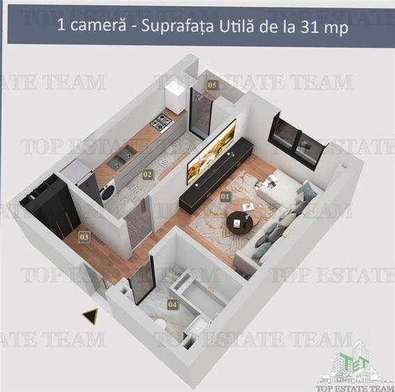 Garsoniera cu finisaje premium si toate utilitatile, in Cartierul Militari Resid