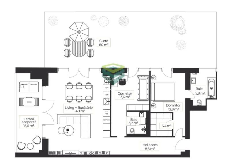 Apartament 3 Camere cu Gradina | Arhitectura Moderna | Spatios - 3