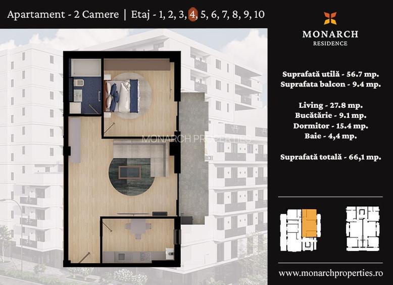MONARCH RESIDENCE - Apartament cu bucatarie inchisa! - 1