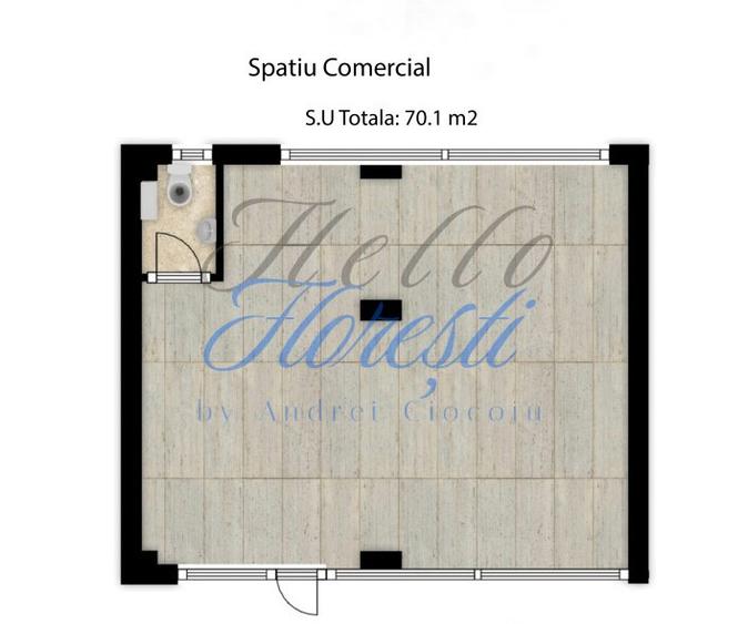 Spatiu comercial 1 camera open-space, 70 mp, Zona Eroilor