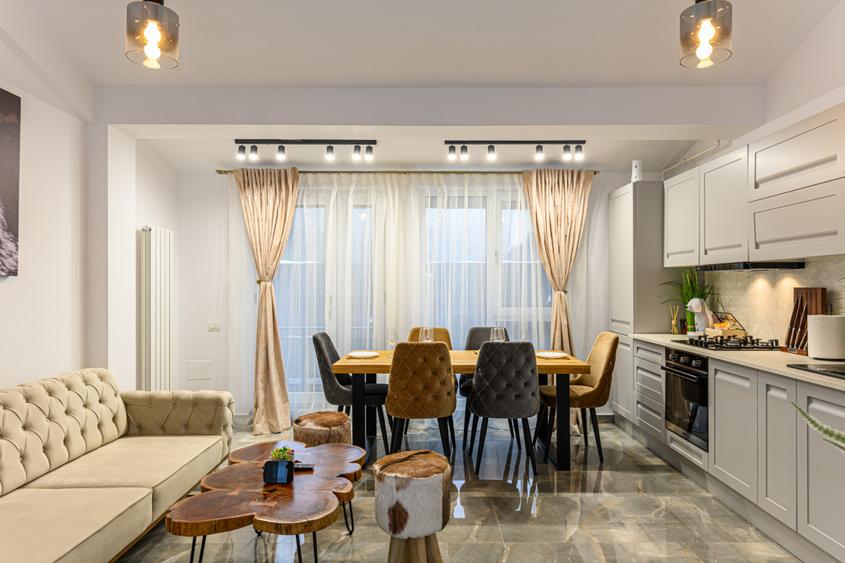 Apartament unic in PREDEAL – LUX, vedere la partie cu terasa si parcare