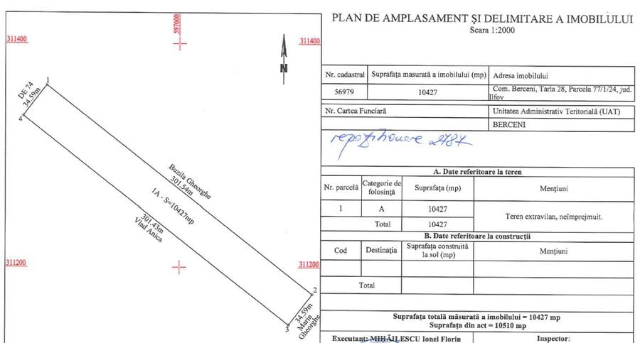 Teren Extravilan In Rate Primaverii Com. Berceni | 10.510mp | #EG29