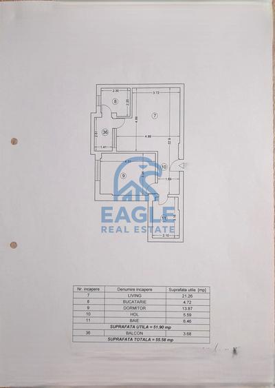 KM 4-5 - 2 Camere Decomandat in bloc nou 55 MP cu balcon etaj intermediar