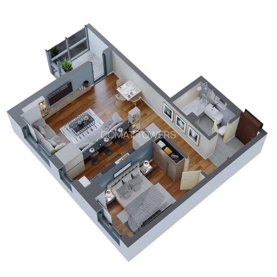 Comat Towers | Finalizat | Apartament 2 Camere | TIP 6 TOP | 58mp - 3