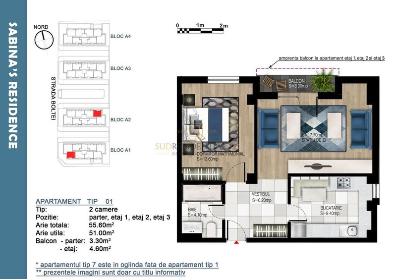 Zona Bd Brancoveanu - Apartament nou, 2 camere, decomandat, mobilat