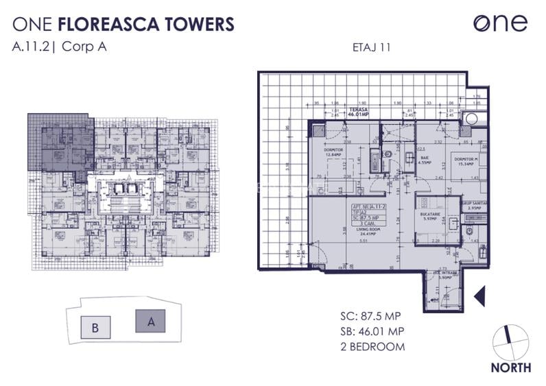 VANZARE 3 CAMERE // ONE FLOREASCA TOWERS // DIRECT DEZVOLTATOR - 1