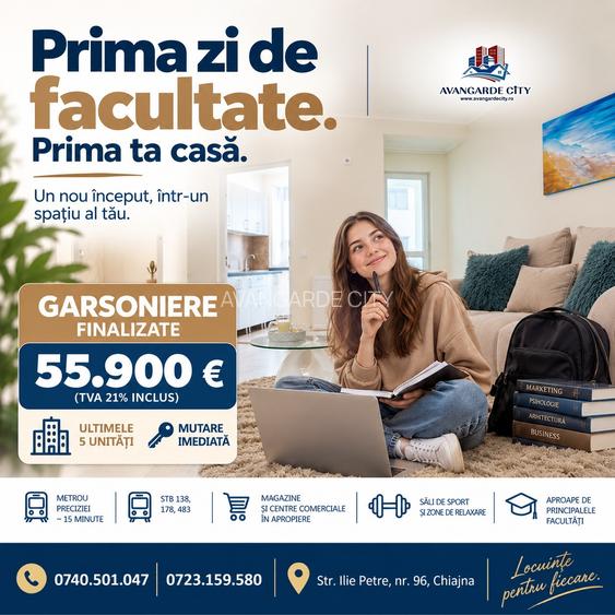 GARSONIERĂ PREȚ PROMOȚIONAL, OFERTĂ LIMITATĂ DIRECT DEZVOLTATOR