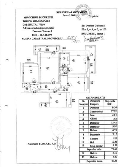 Apartament 4 camere - strada Doamna Ghica - langa Palatul Ghica - 14