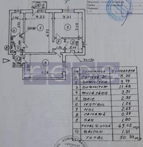 DE VANZARE APARTAMENT 3 CAMERE  | ETAJ 6/10 | LUJERULUI  | METROU - 7