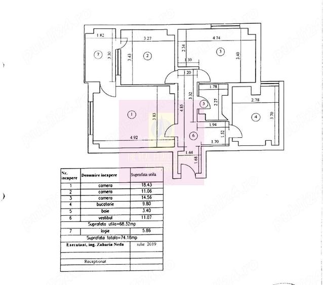 Apartament 3 Camere - 75 mp utili la Pta Sudului,  la metrou - 7
