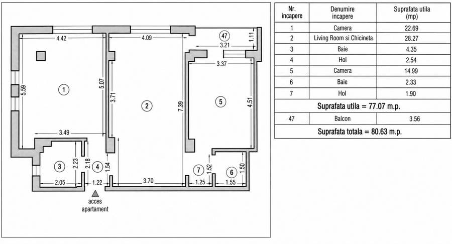 Apartament 3 camere LIDL - Km 5, loc de parcare, comision 0%