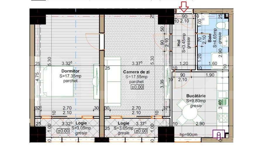 Apartament 2 camere, 59 mp, zona Lunca Cetatuii