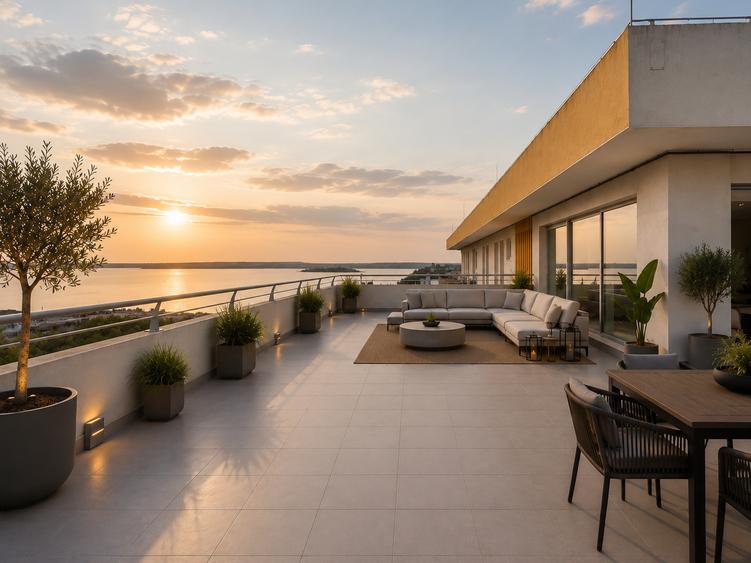 Penthouse langa plaja cu vedere la mare si terasa imensa
