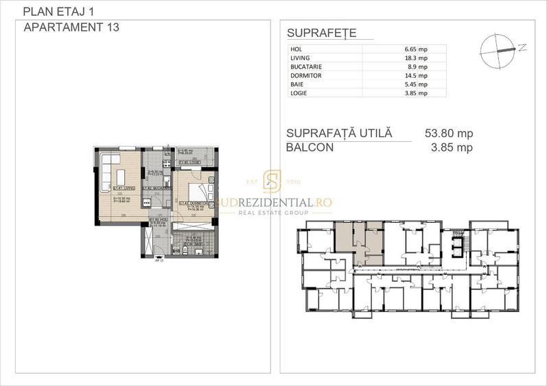 Apartament in zona Grand Arena-Brancoveanu, 2 camere, decomandat - 1