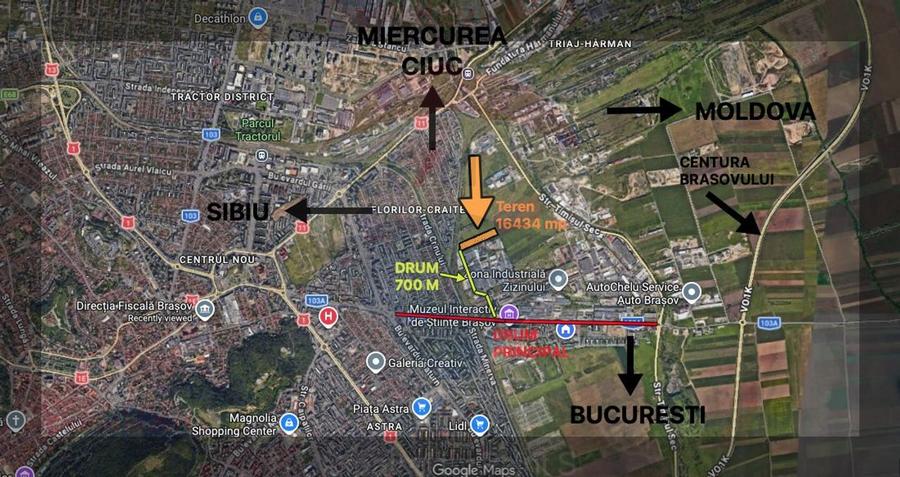 Teren industrial 16.434 mp, PUZ aprobat, Uzina 2, Brașov